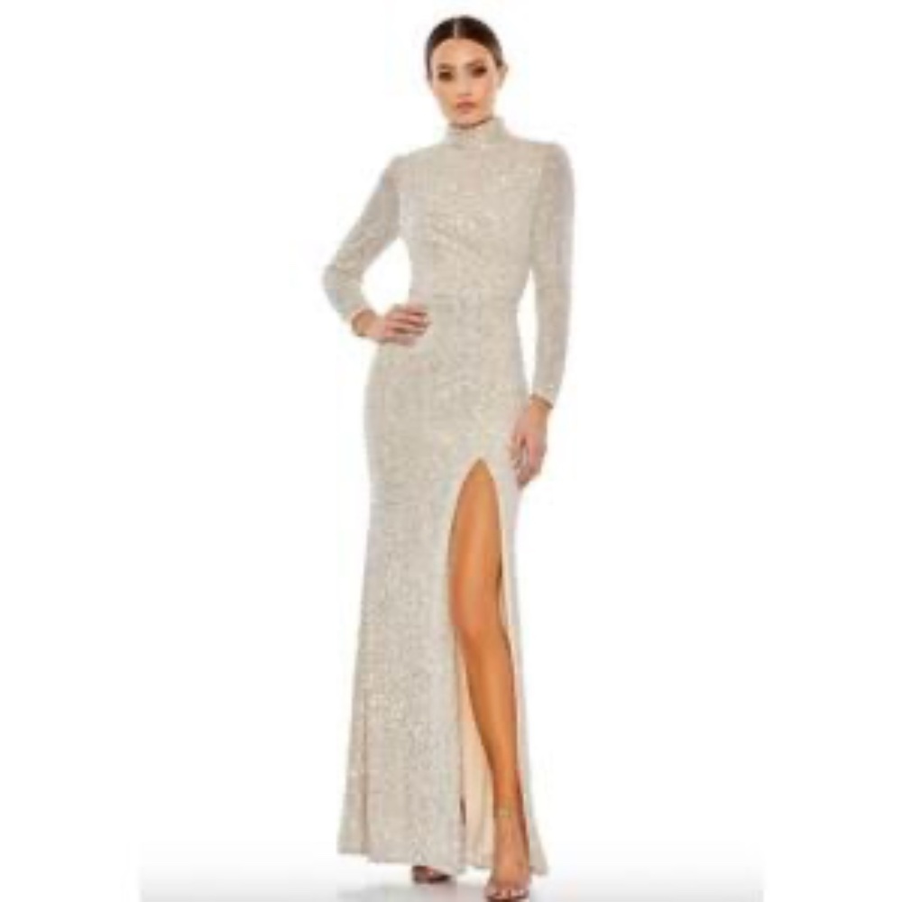 MacDuggal Lace Up Back Shimmering Sequin Gown Size 2